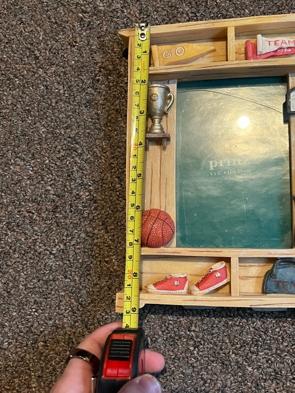 Prinz Sports Themed Wooden Picture Frame with Green Mat- 4x6” picture